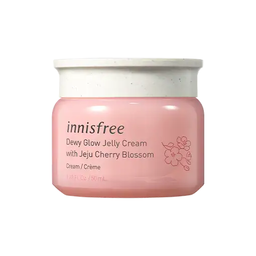 Innisfree Dewy Glow Jelly Cream with Jeju Cherry Blossom, radiant skincare for glowing complexion