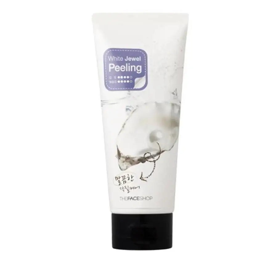 White Jewel Peeling exfoliator tube with pearl design, gentle skincare for radiant glow