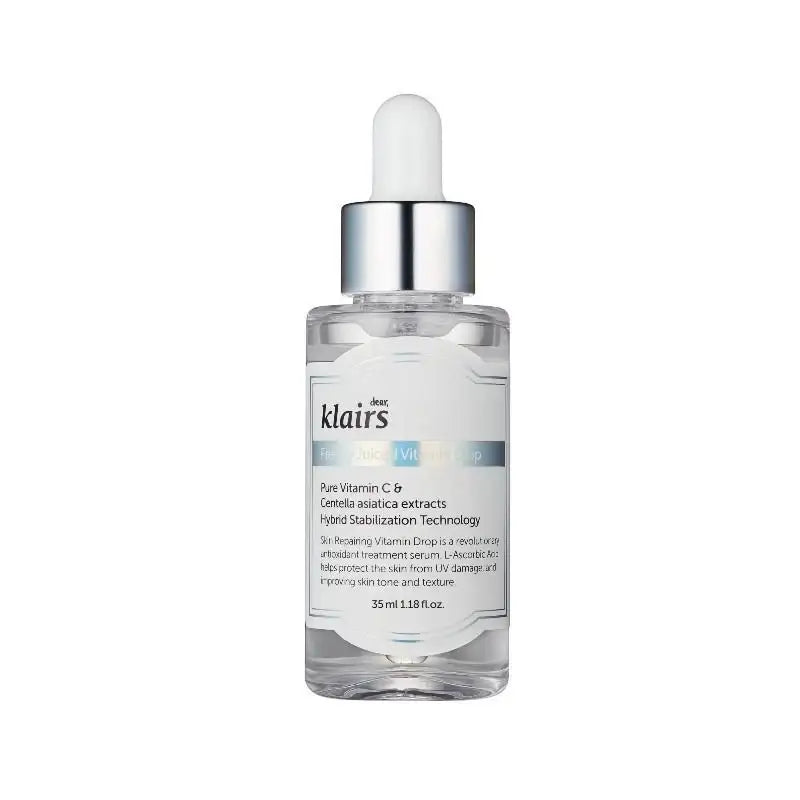 Vitamin C serum with Centella asiatica extracts for skin repair and brightening, featuring dropper bottle design