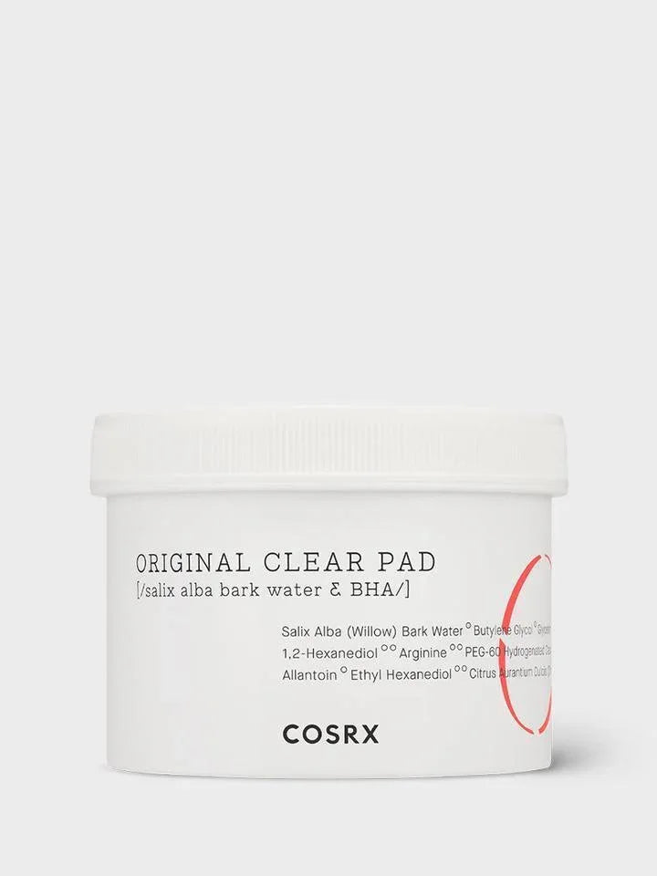 COSRX Original Clear Pad with Salix Alba Bark Water & BHA for gentle exfoliating skincare routine