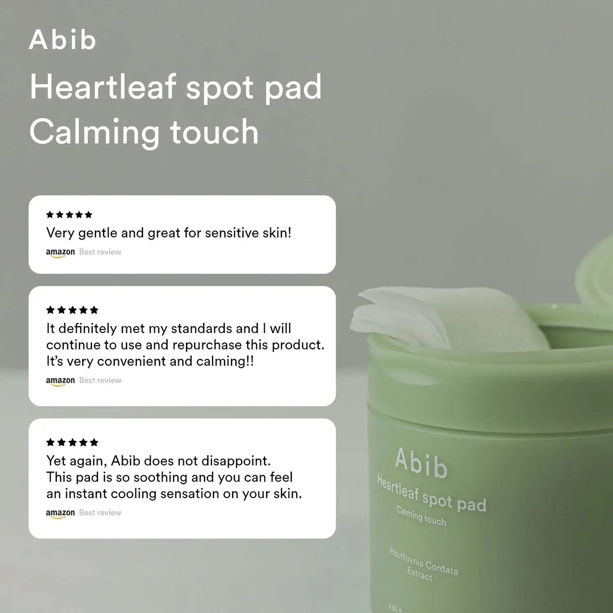 Abib Heartleaf spot pad Calming touch double-sided toner pads, 100% cotton, 80 pads 150ml — product detail 2
