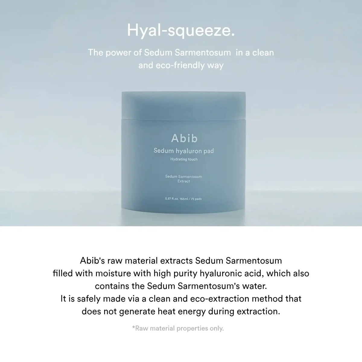 Abib Sedum Hyaluron Hydrating Touch toner pads, micro-embossed sheet, 165ml, 75 pads — product detail 4