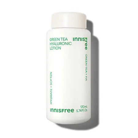 Innisfree Green Tea Hyaluronic Lotion for hydration and softening skin, 170ml bottle