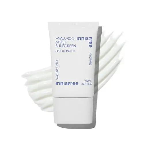 Innisfree Hyaluron Moist Sunscreen SPF50+ PA++++, watery finish, hydrating facial sun protection