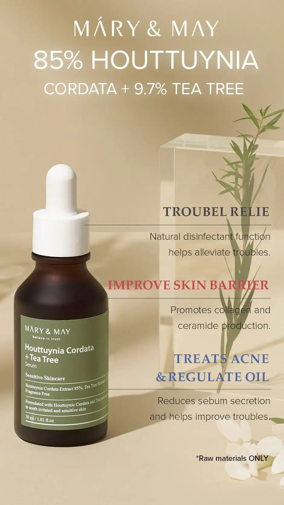 Mary&May Houttuynia Cordata +Tea Tree Serum - 30ml Korean product view 10