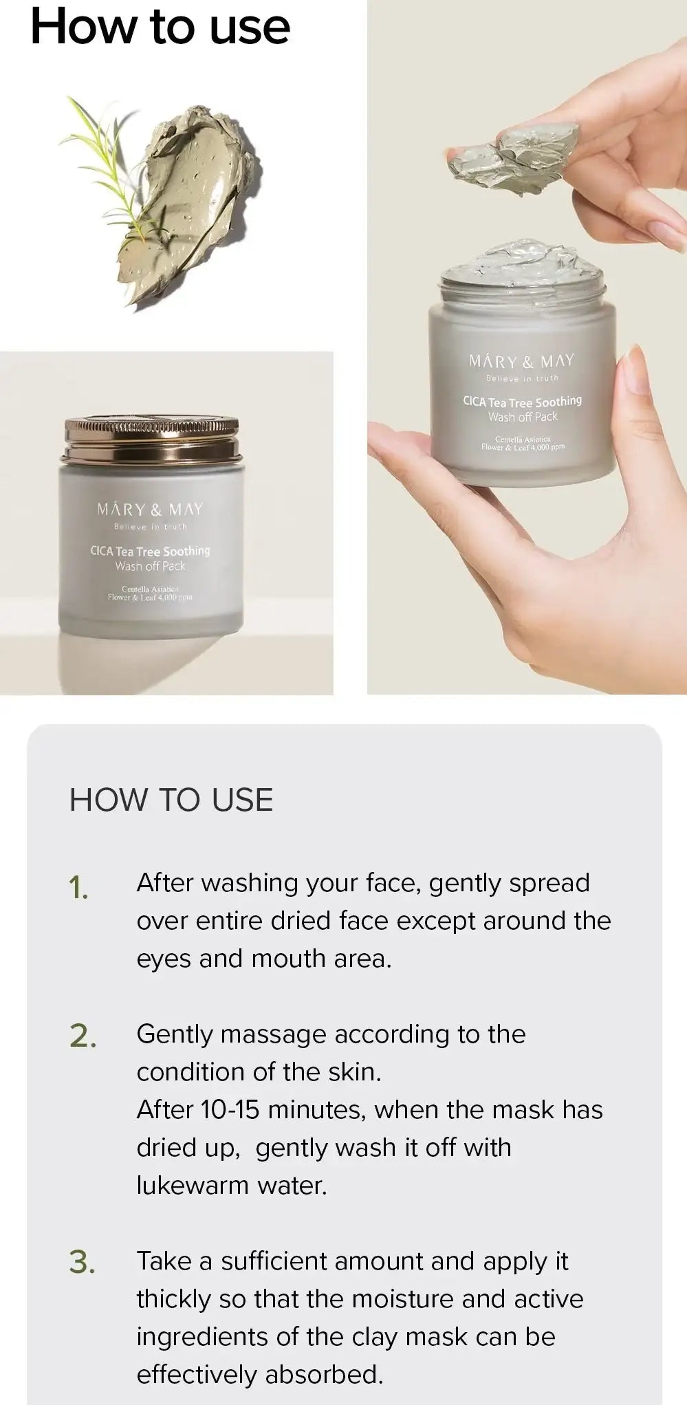 Mary&May CICA TeaTree Soothing Wash off Pack 125g Korean product view 18