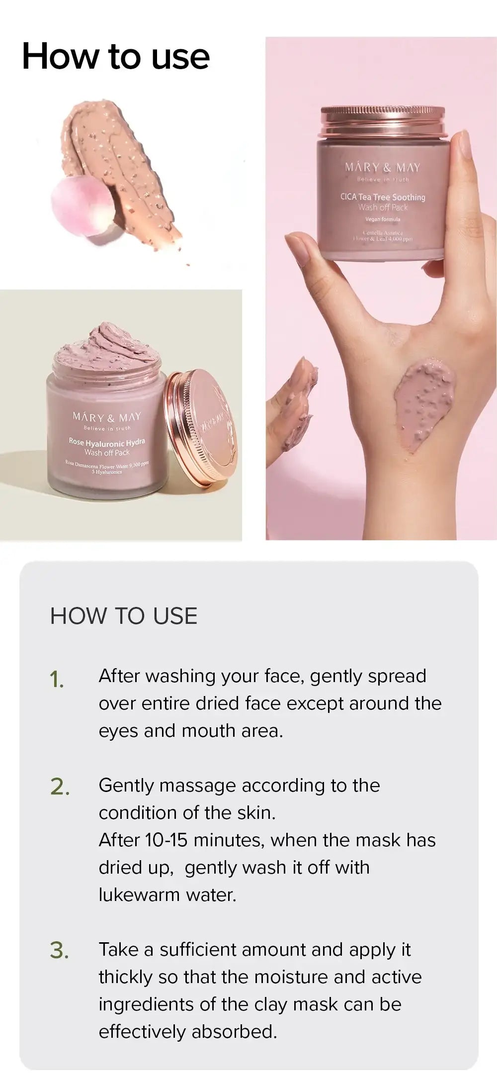 Mary&May Rose Hyaluronic Hydra Wash Off Pack 125g Korean product view 13