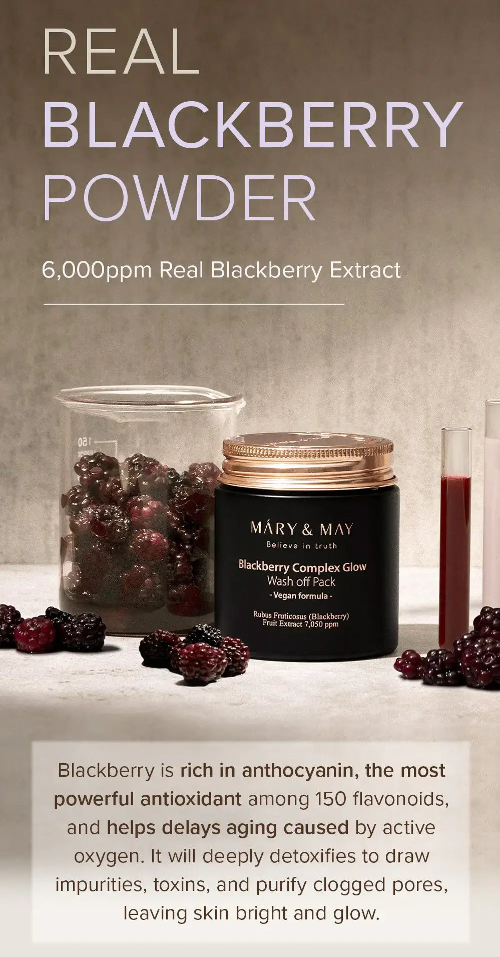 Mary&May Blackberry Complex Glow Wash off Pack 125g Korean product view 7