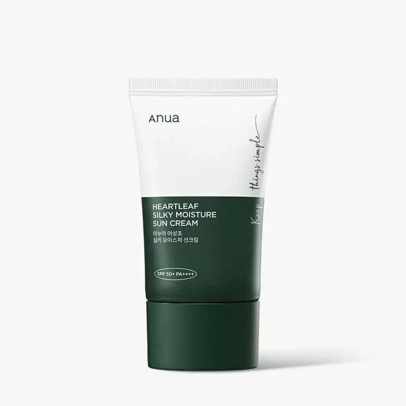 Anua Heartleaf Silky Moisture Sun Cream SPF 50+ PA++++ for radiant, hydrated skin protection