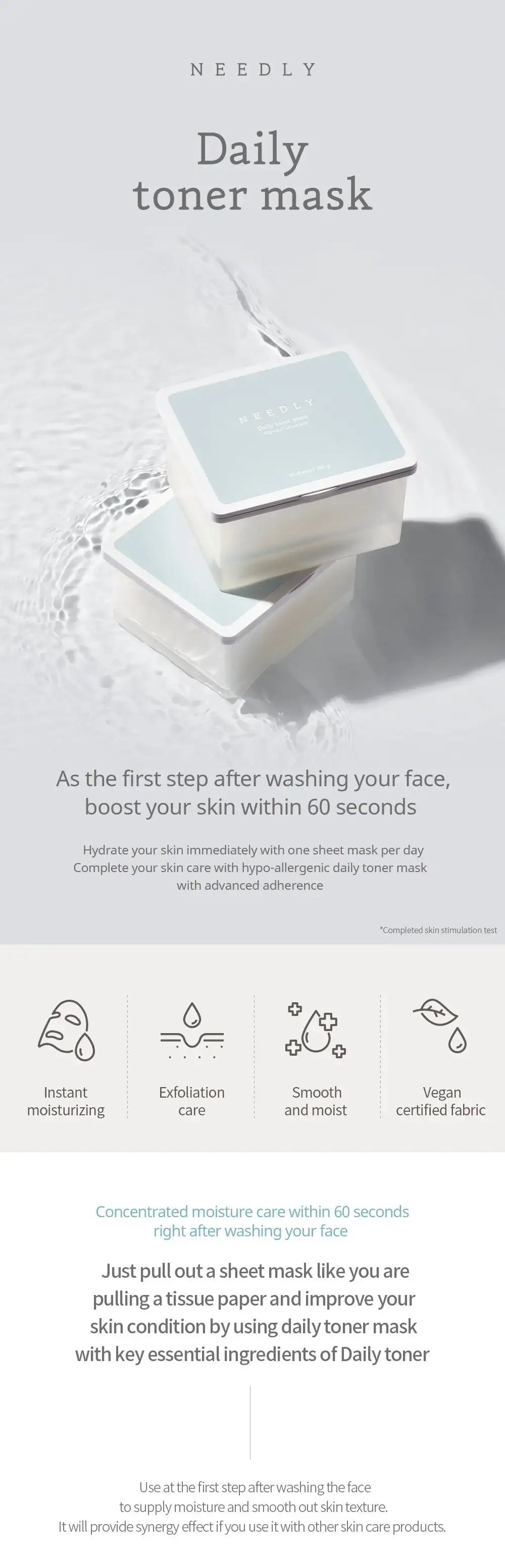 Needly Daily Toner Mask Pack 30 Sheets Korean product view 3