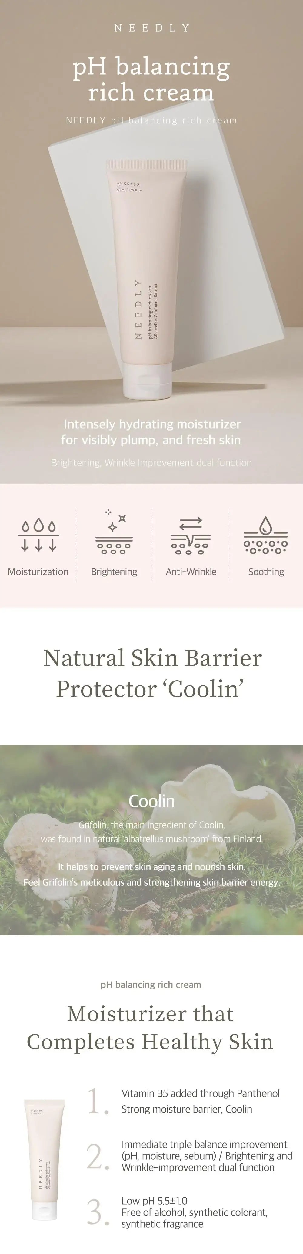 Needly pH balancing rich cream 50ml Korean product view 3