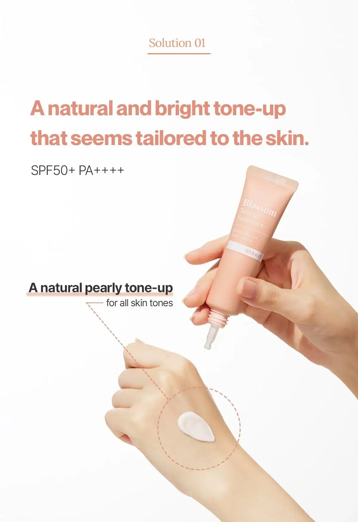 Reblocell Blossom Tone up Sunscreen SPF 50+ PA++++ 30ml Korean beauty product view 5