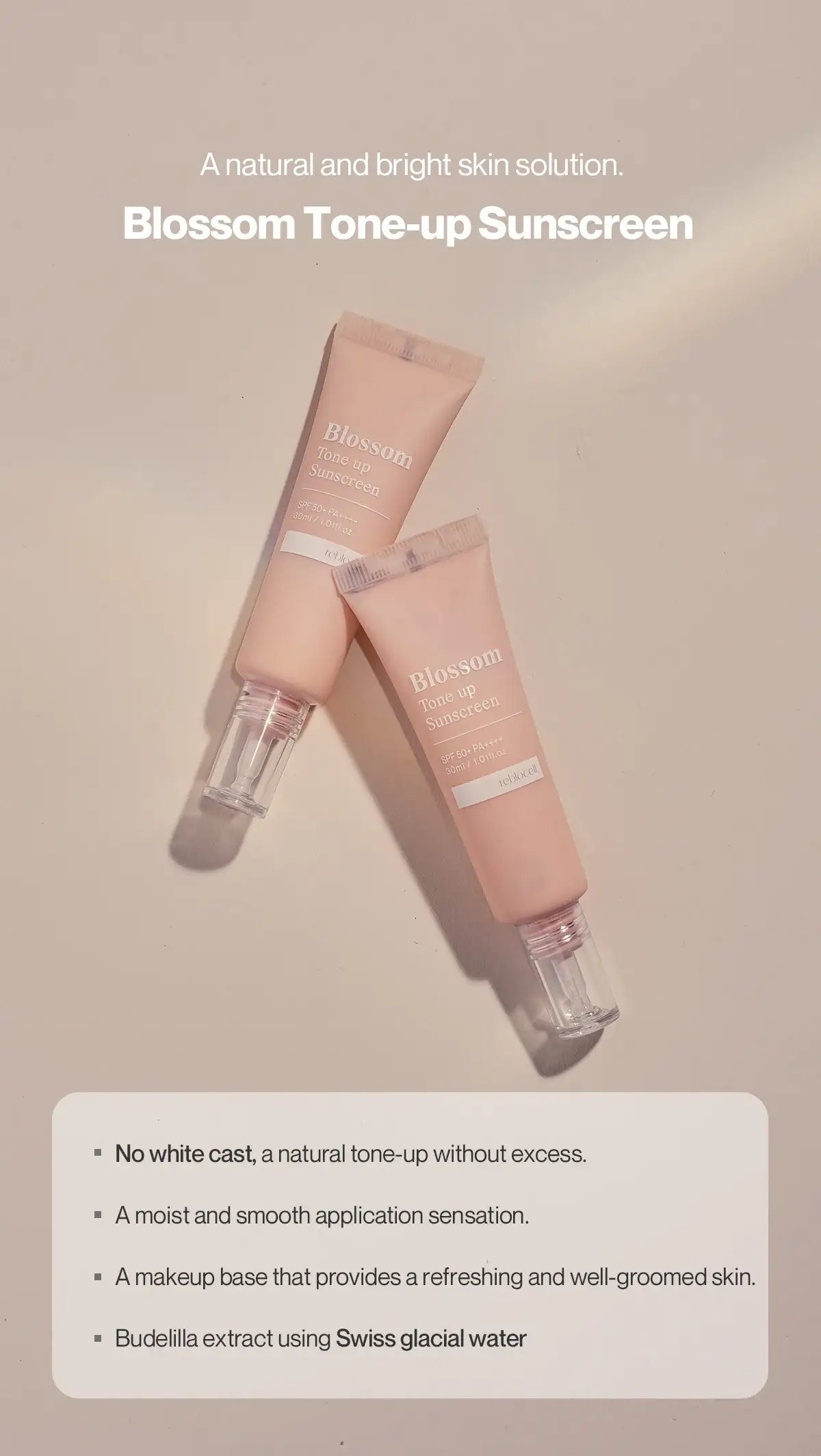 Reblocell Blossom Tone up Sunscreen SPF 50+ PA++++ 30ml Korean beauty product view 11
