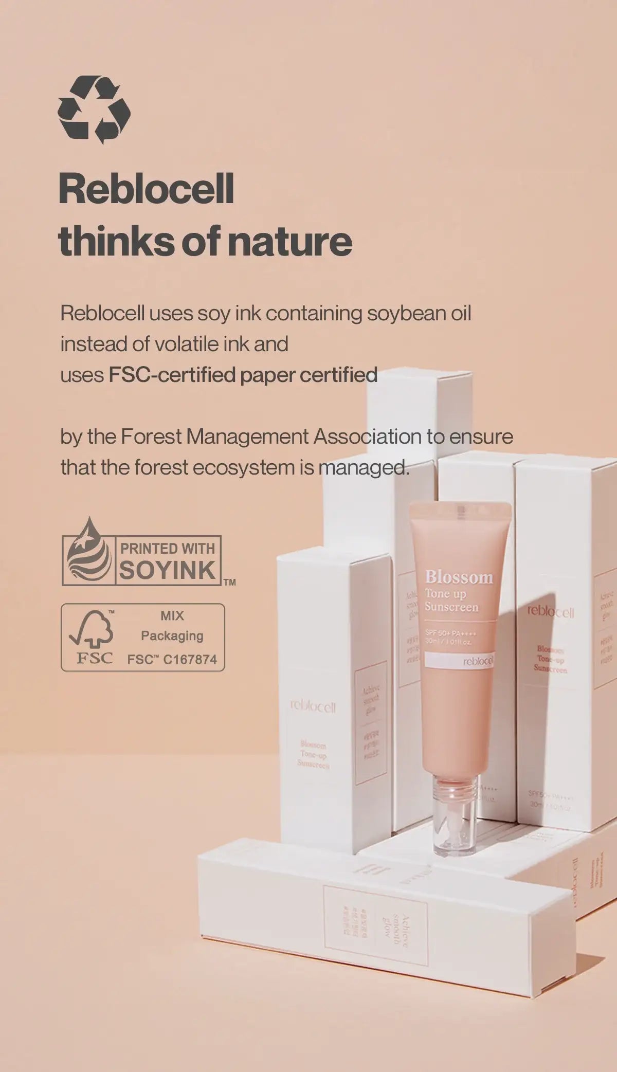 Reblocell Blossom Tone up Sunscreen SPF 50+ PA++++ 30ml Korean beauty product view 14