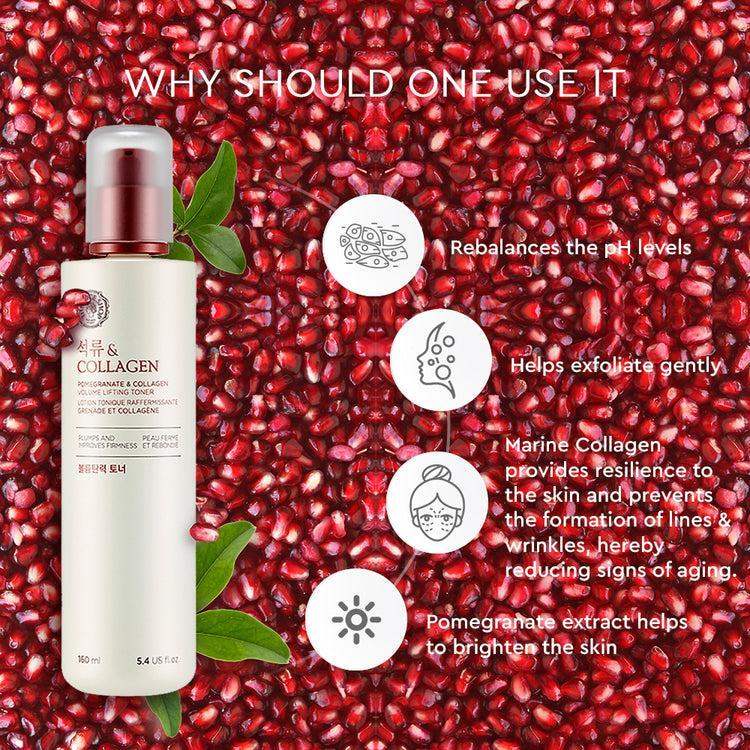 The Face Shop POMEGRANATE AND COLLAGEN VOLUME LIFTING TONER 160ml Korean beauty product image 4