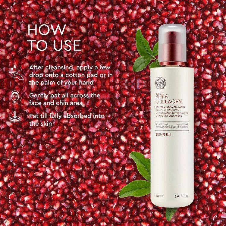 The Face Shop POMEGRANATE AND COLLAGEN VOLUME LIFTING TONER 160ml Korean beauty product image 6