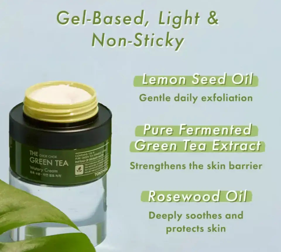 TONYMOLY The Chok Chok Green Tea Watery Moisture Cream 100ml Korean beauty product image 4