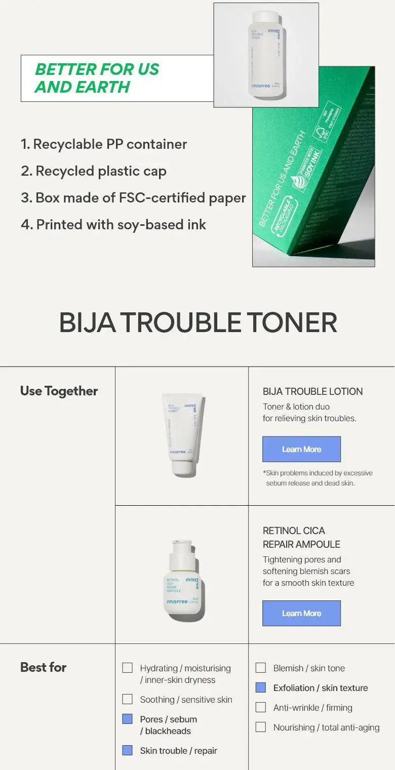 Innisfree Bija Trouble Toner 170ml Korean beauty product image 6