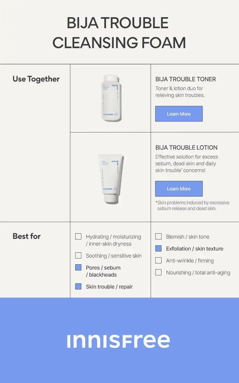 Innisfree Bija Trouble Cleansing Foam 150g Korean beauty product image 9