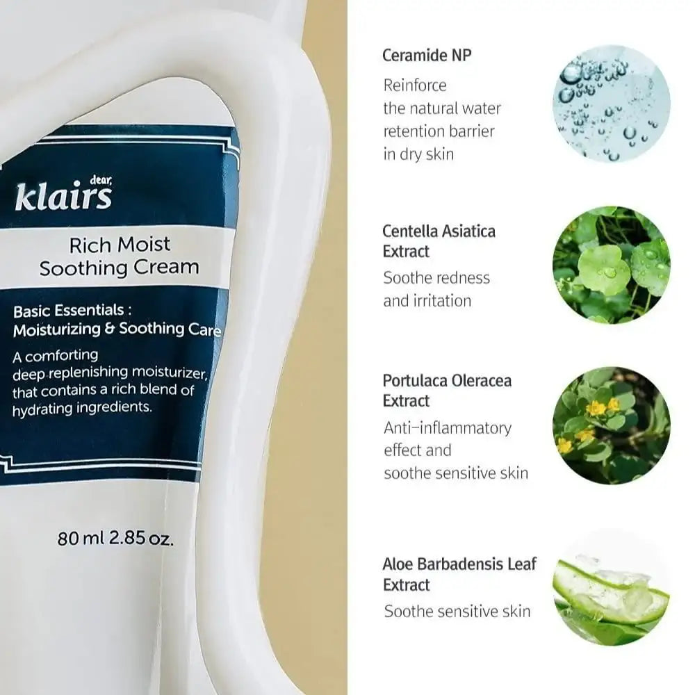 Dear Klairs Rich Moist Soothing Cream 80ml Korean moisturizer product image 3