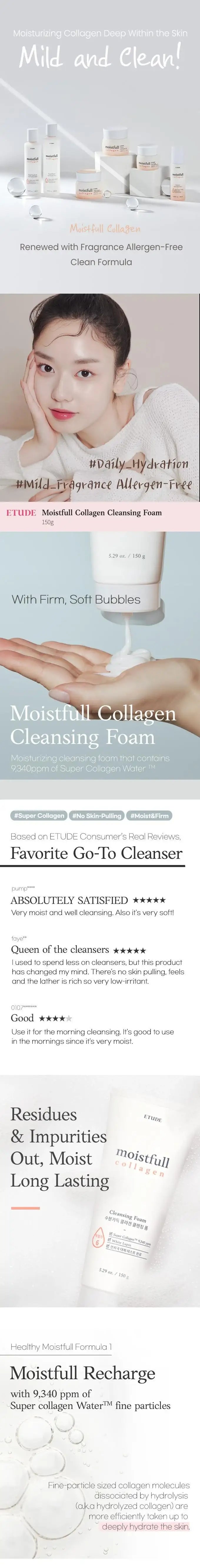 Etude House Moistfull Collagen Cleansing Foam 150ml Korean beauty product image 3