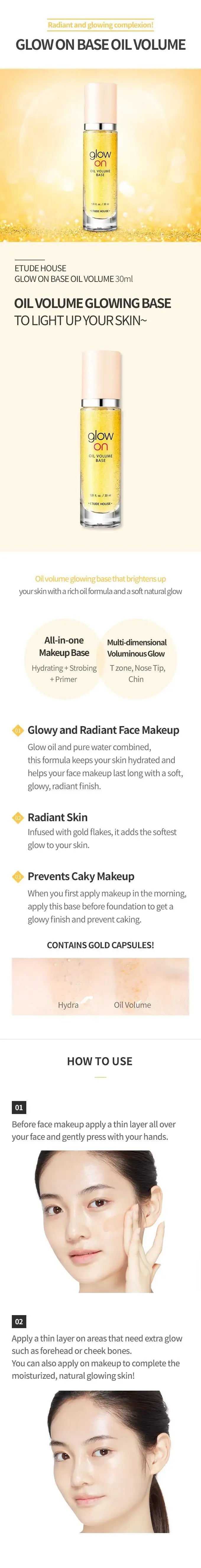 Etude House Glow On Base Oil Volume 30ml Korean beauty product image 3