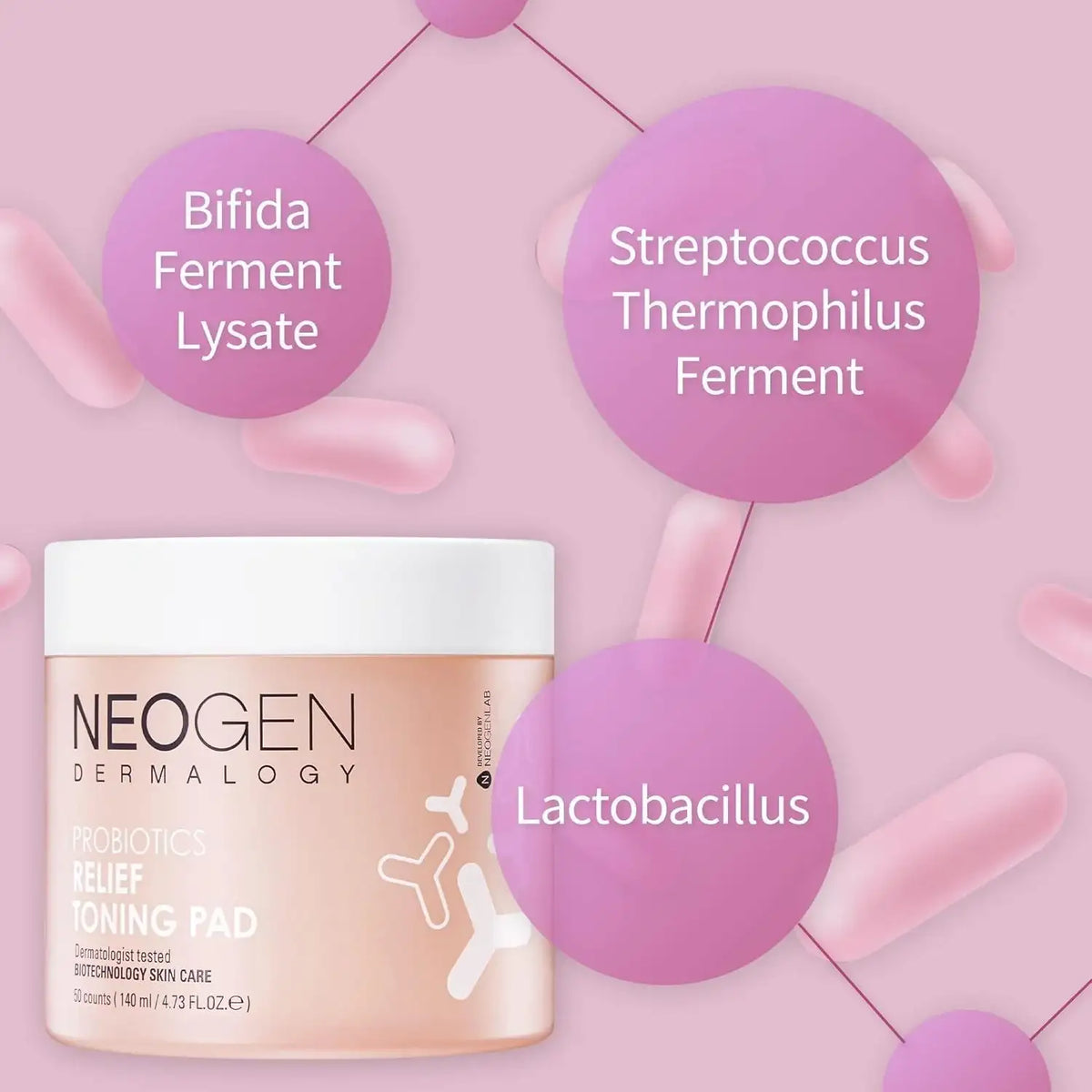 NeoGen DERMALOGY PROBIOTICS RELIEF TONING PAD (50 PADS) Korean product view 6