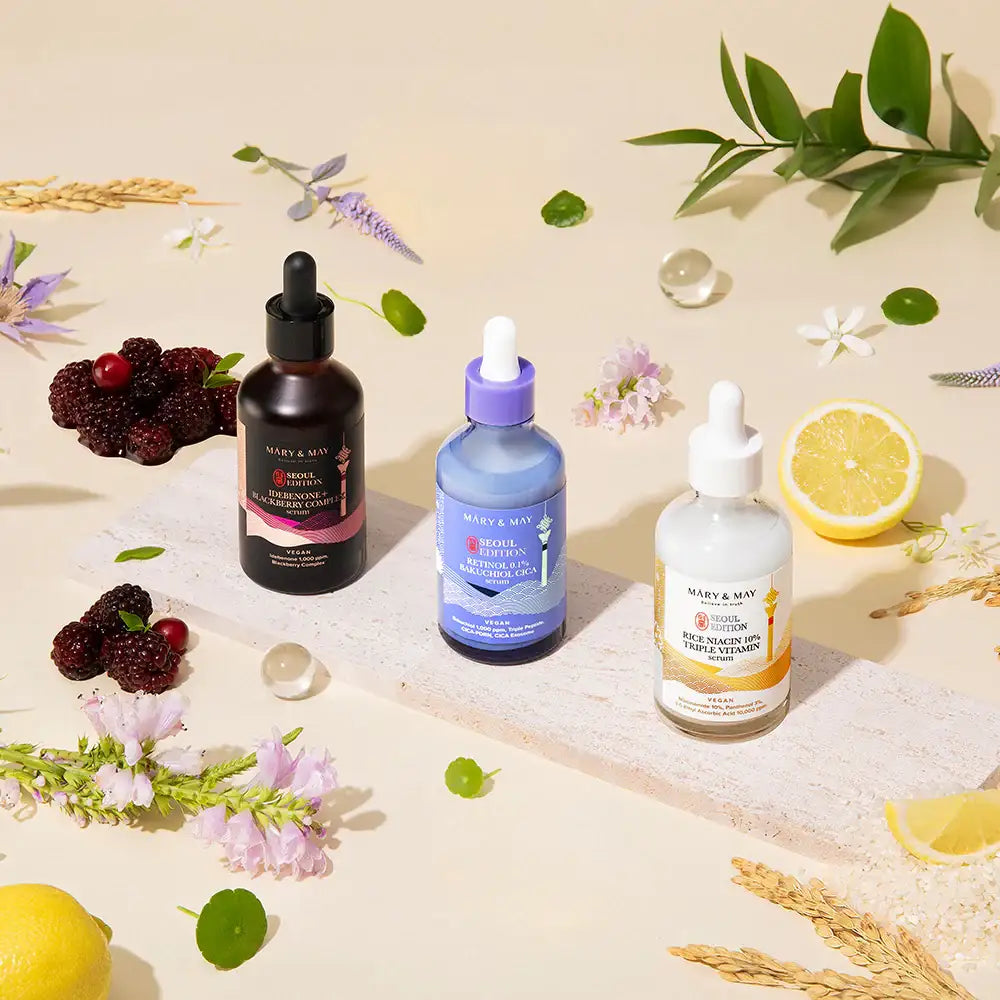 Mary&May Idebenone+Blackberry Complex Serum_80ml+Rice niacin 10% Triple Vitamin Serum 80ml+Retinol 0.1% Bakuchiol Cica Serum 80ml Korean product view 6