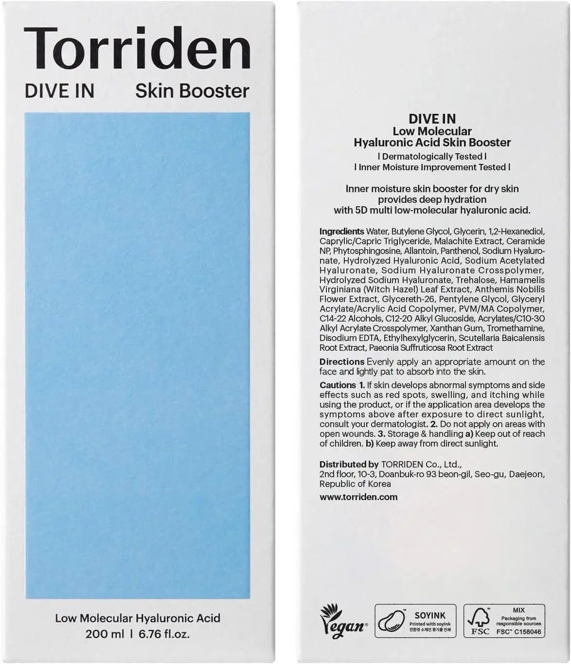 Torriden DIVE IN Low Molecular Hyaluronic Acid Skin Booster 200ml Korean skincare product image 9
