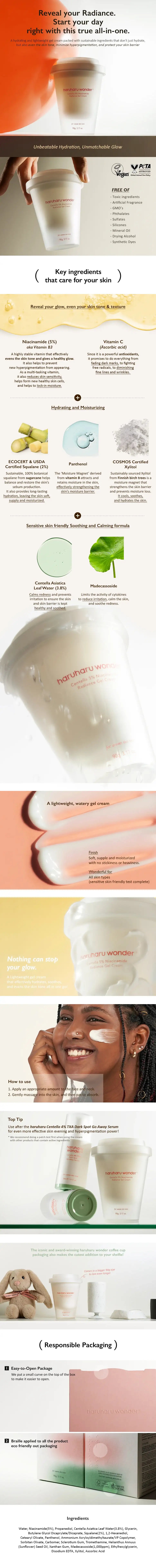 haruharu wonder Centella 5% Niacinamide Radiance Gel Cream 90g Korean beauty product image 6