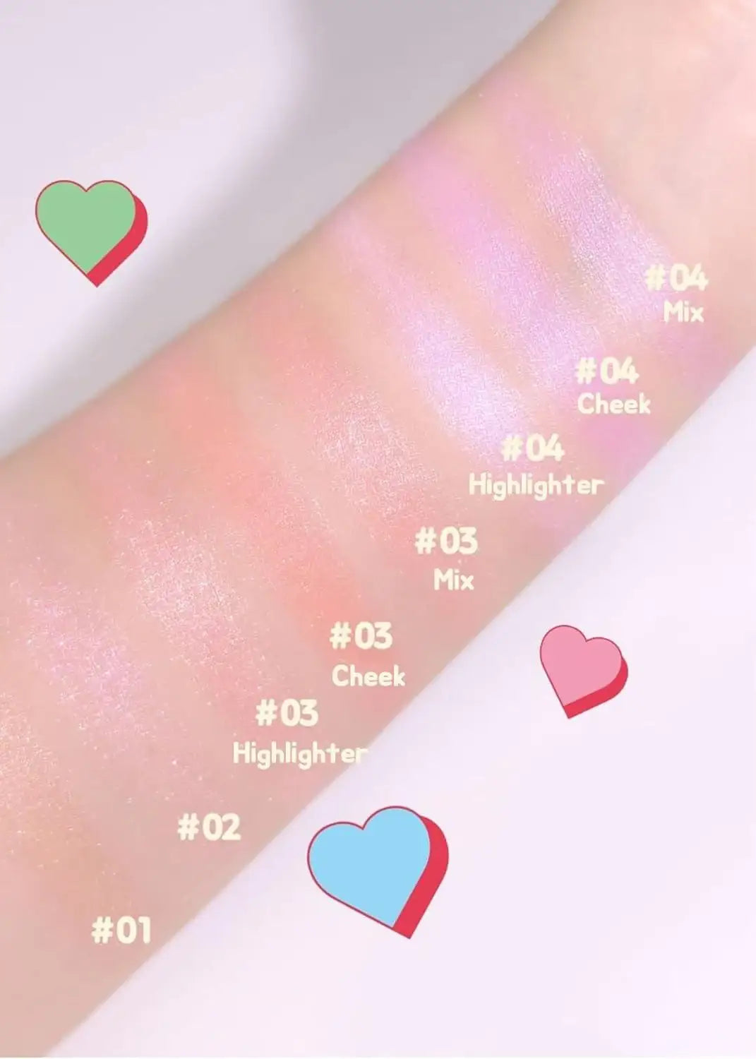 Colorgram Milk Bling Heartlighter 01 Peach Heart Korean makeup product image 4