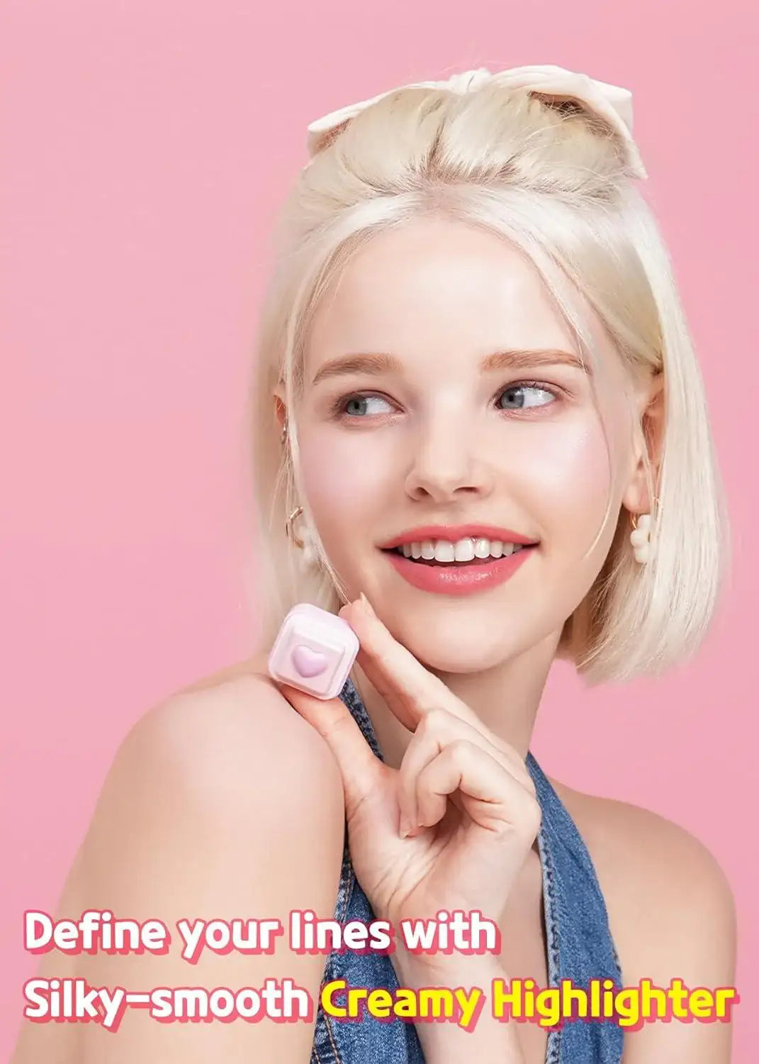 Colorgram Milk Bling Heartlighter 01 Peach Heart Korean makeup product image 5