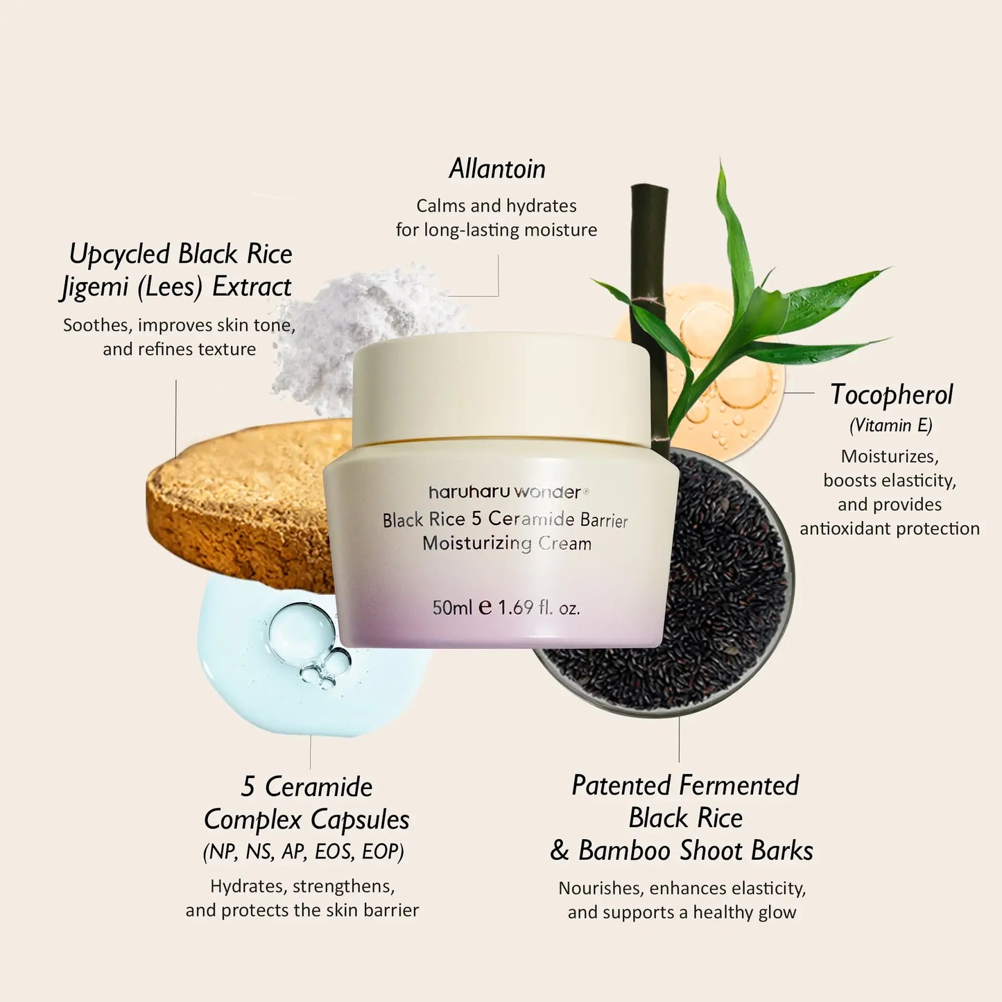 haruharu wonder Black Rice 5 Ceramide Barrier Moisturizing Cream 50ml Korean beauty product image 4