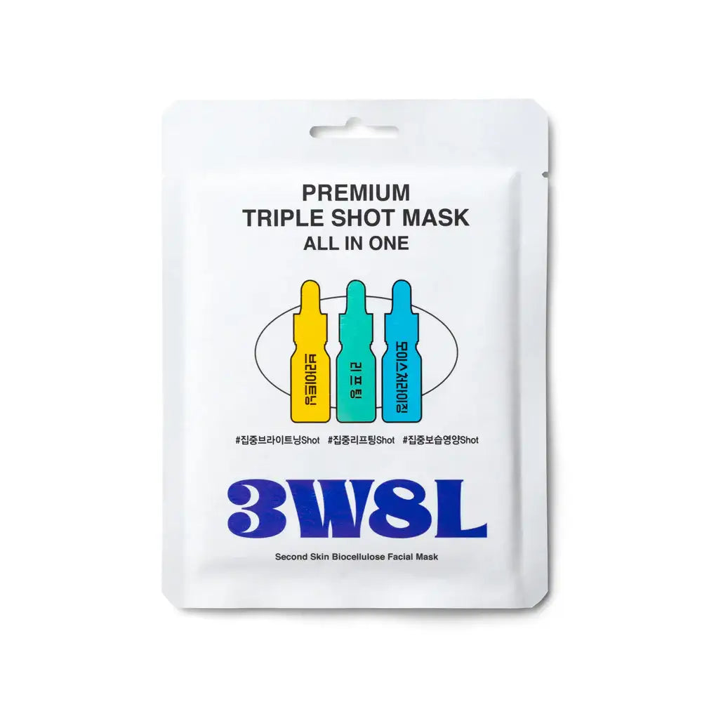 3W8L Premium Triple Shot Mask All in One 25ml biocellulose facial mask