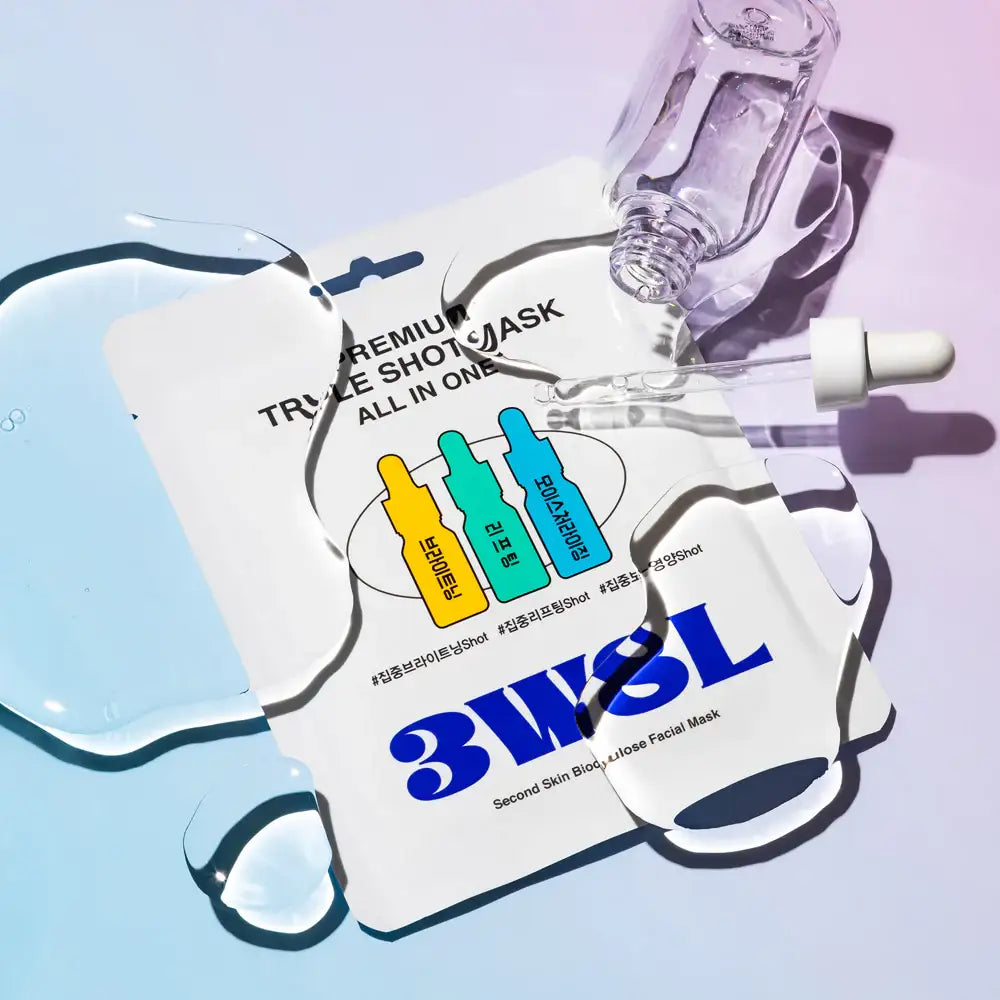 3W8L Premium Triple Shot Mask All in One 25ml biocellulose facial mask
