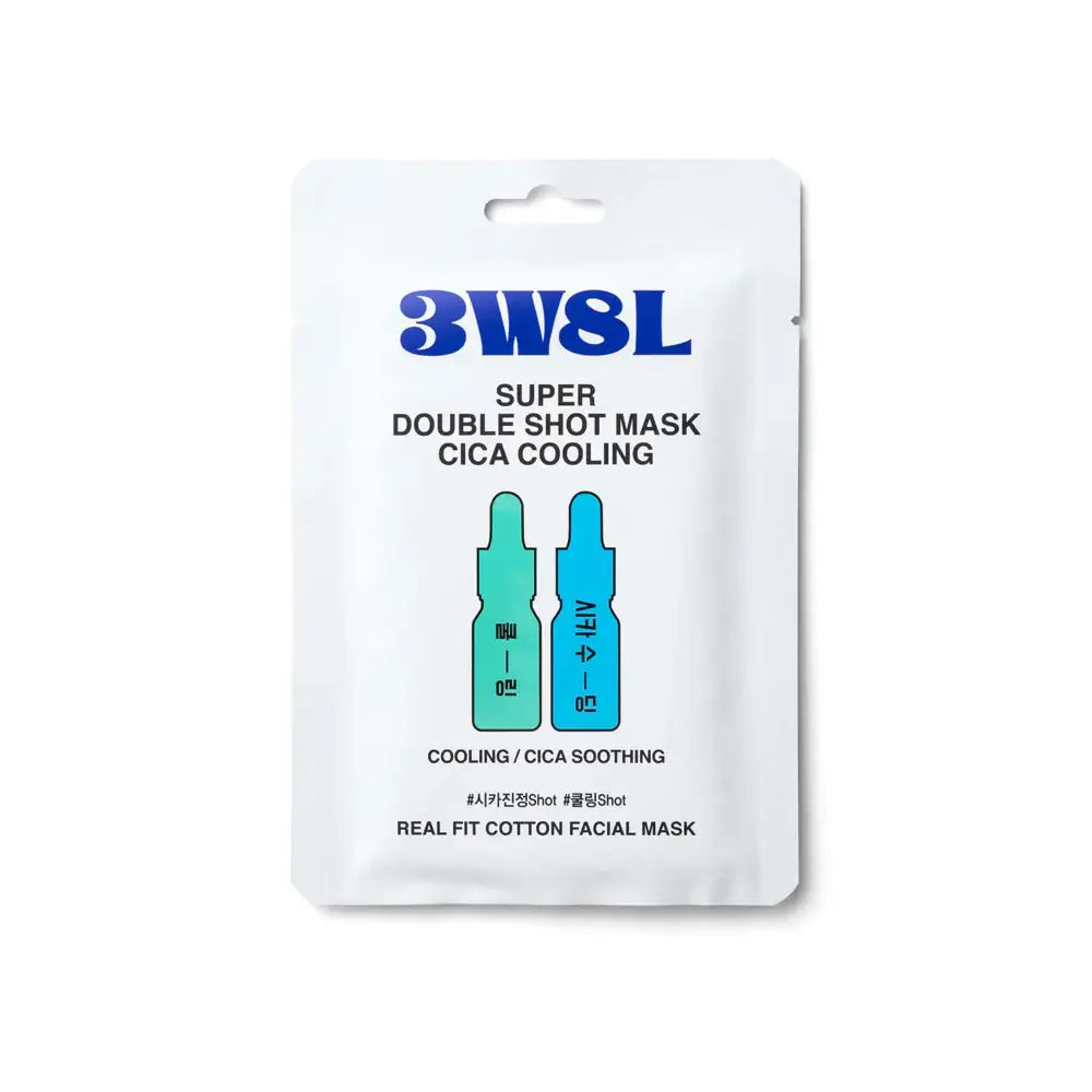3W8L Super Double Shot Mask Cica Cooling 27ml Korean cotton sheet mask