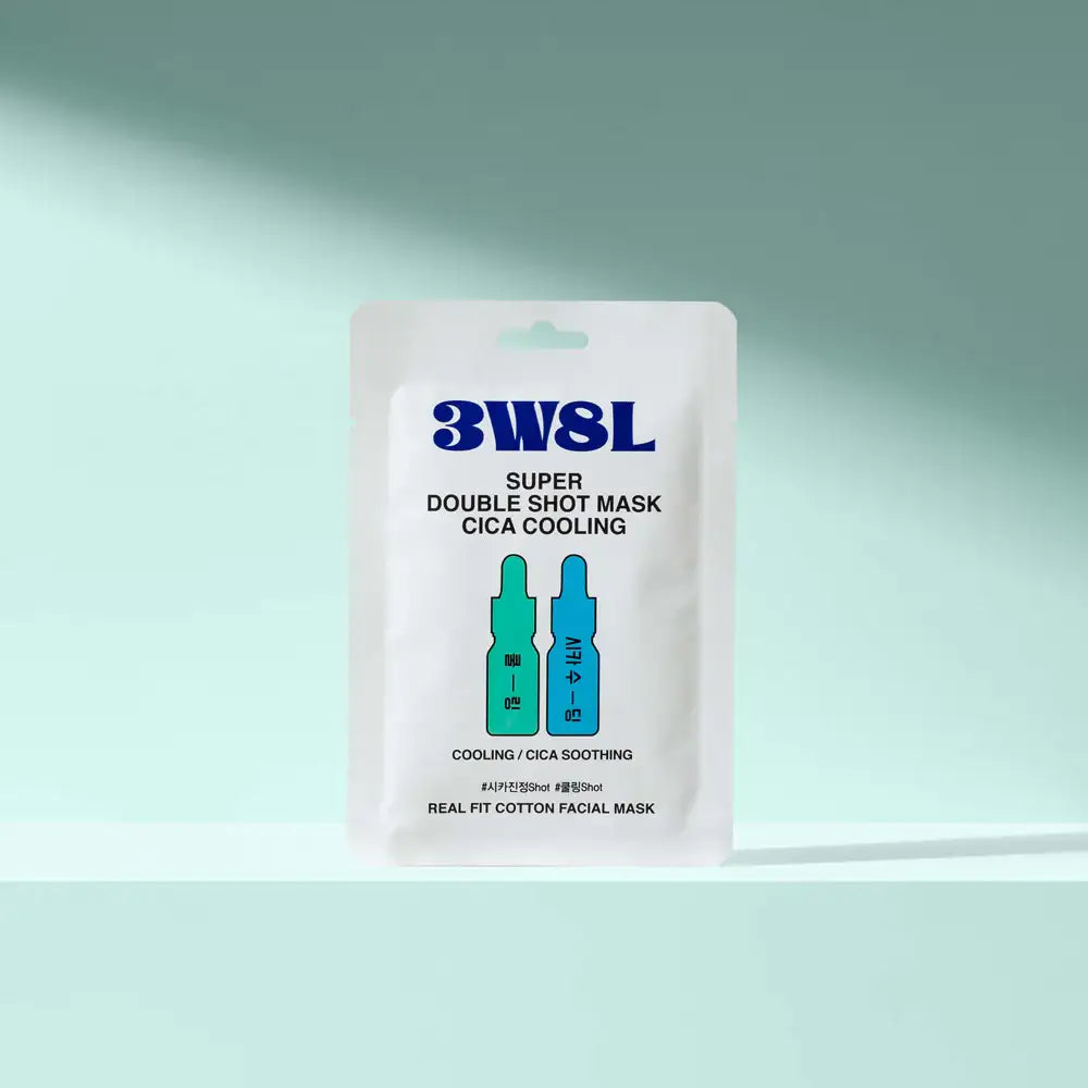 3W8L Super Double Shot Mask Cica Cooling 27ml Korean cotton sheet mask