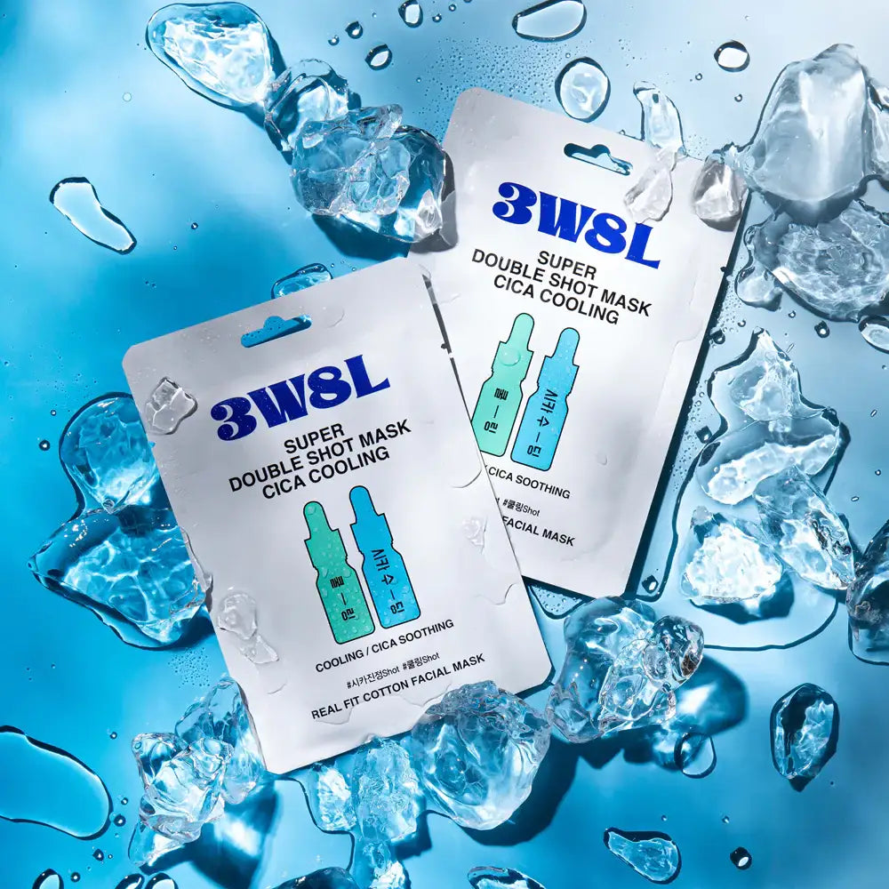 3W8L Super Double Shot Mask Cica Cooling 27ml Korean cotton sheet mask