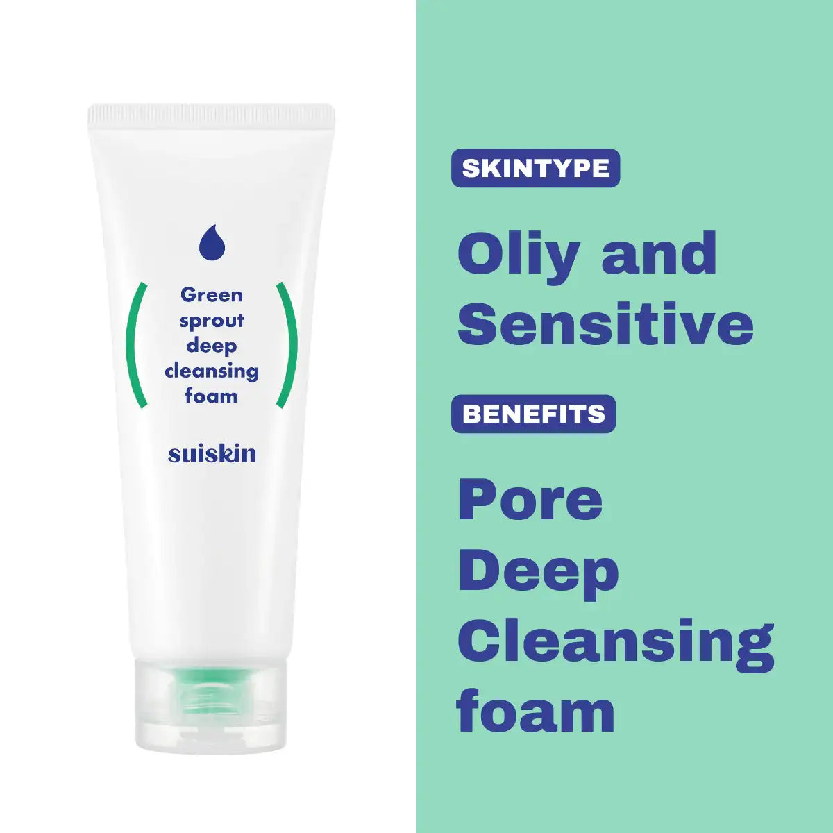 SUISKIN Green sprout deep cleansing foam 150ml Korean skincare product view 3