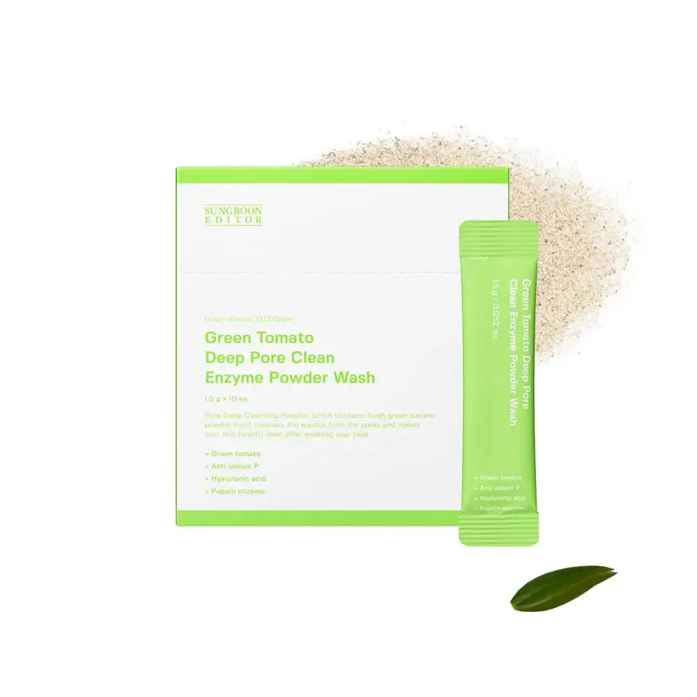 SUNGBOON EDITOR Green Tomato Deep Pore Clean Enzyme Powder Wash 1.5gX10ea Korean skincare product image 1