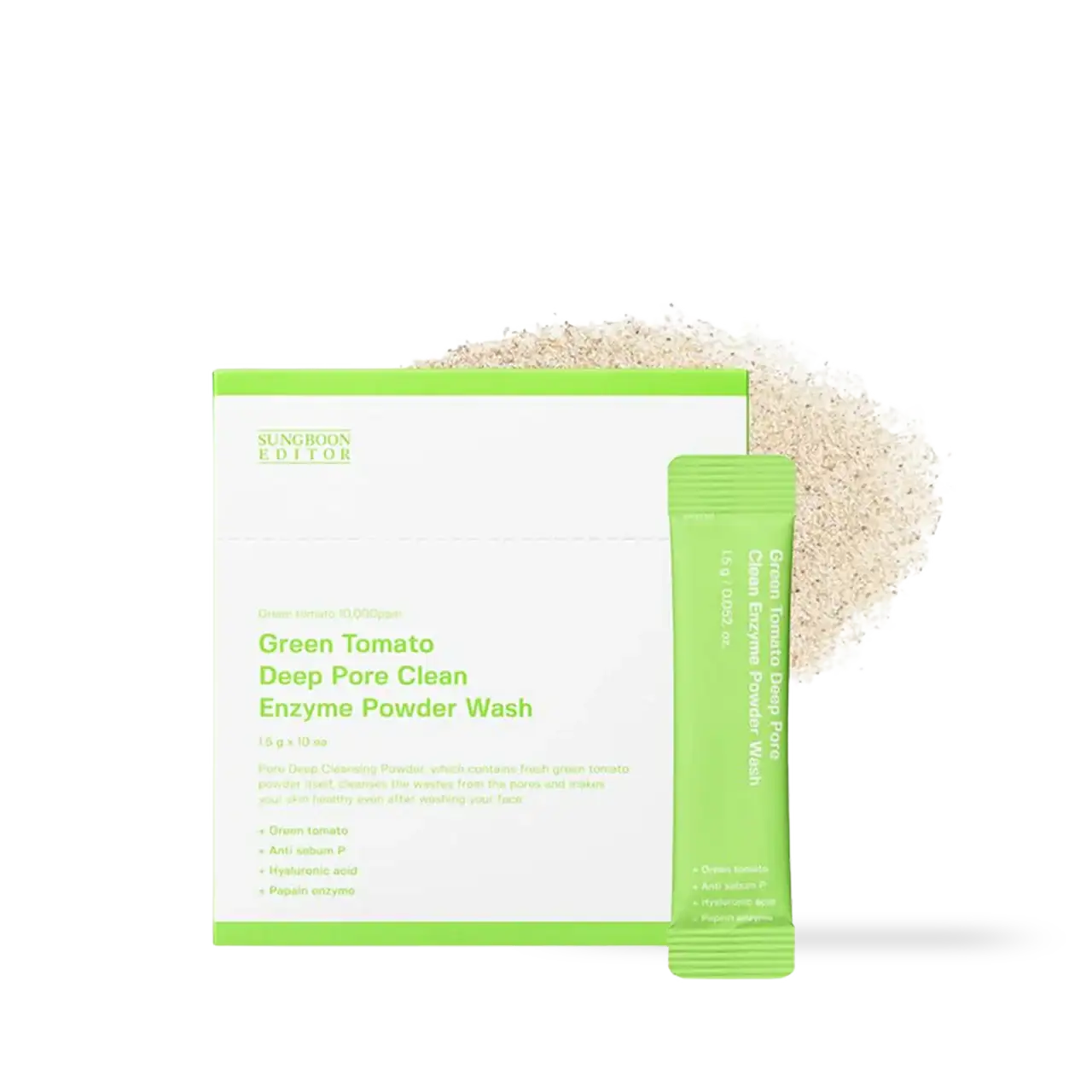 SUNGBOON EDITOR Green Tomato Deep Pore Clean Enzyme Powder Wash 1.5gX10ea Korean skincare product image 2