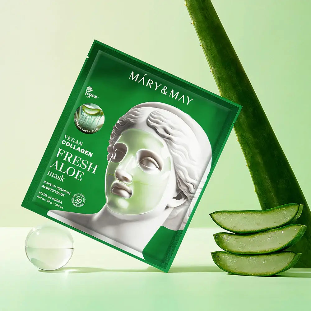 Mary&May Vegan Collagen Fresh Aloe Mask (30g x4) Korean product view 4