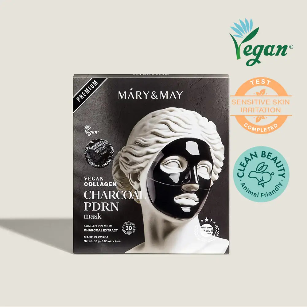 Mary&May Vegan Collagen Charcoal PDRN Mask (30g x4) Korean product view 1