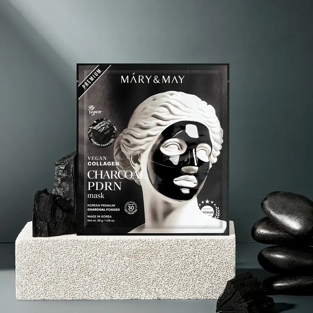 Mary&May Vegan Collagen Charcoal PDRN Mask (30g x4) Korean product view 3