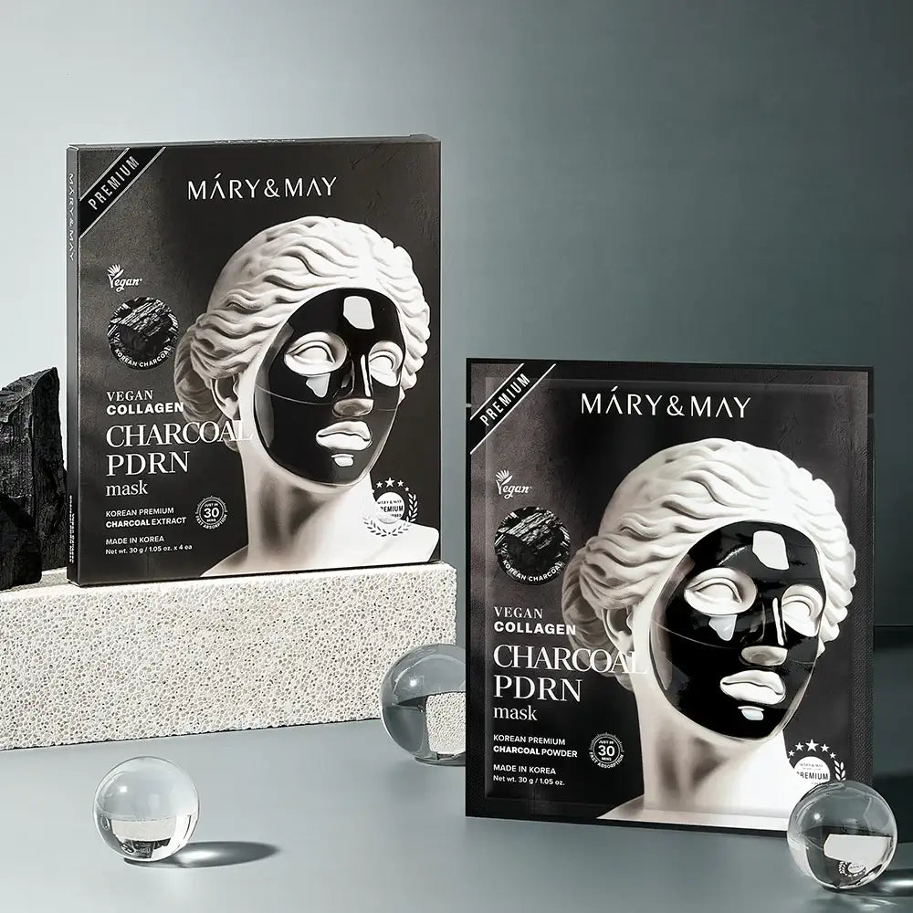 Mary&May Vegan Collagen Charcoal PDRN Mask (30g x4) Korean product view 4