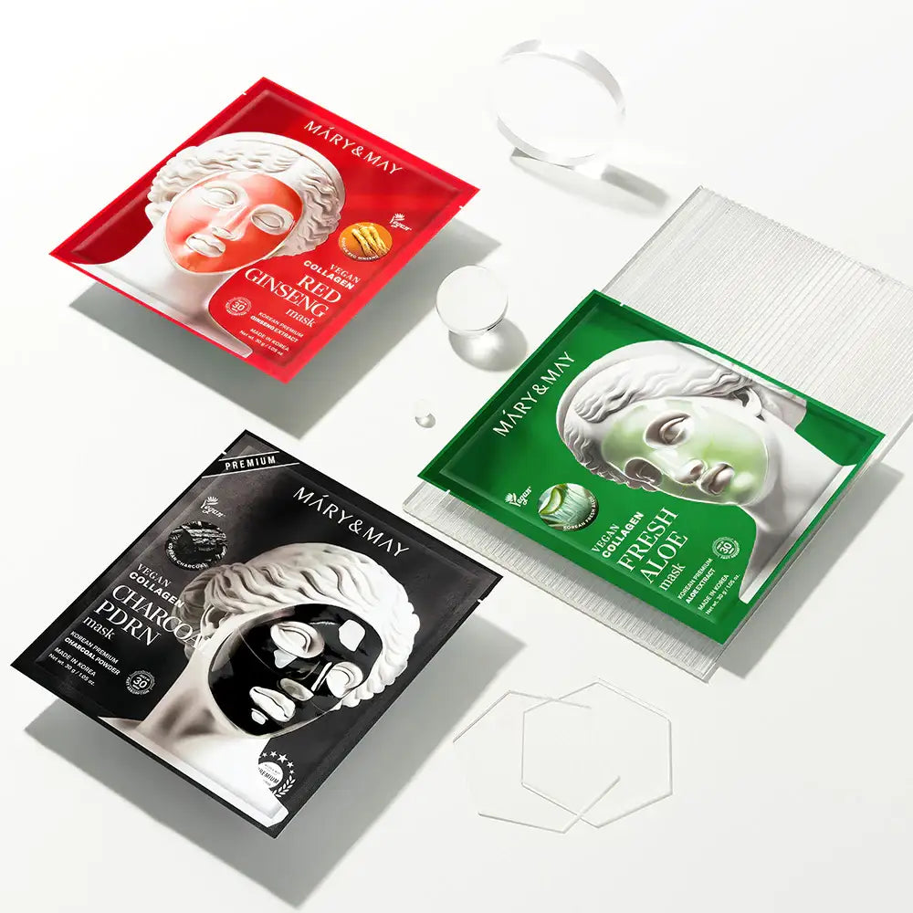Mary&May Vegan Collagen Charcoal PDRN Mask (30g x4) Korean product view 8