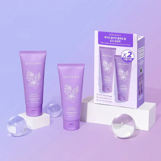 Mary&May White Collagen Cleansing Foam Duo Twin Pack (150ml x2) Korean product view 2