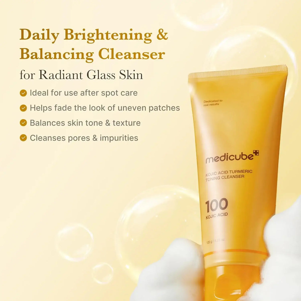Medicube Kojic Acid Turmeric Toning Cleanser 120g Korean skincare product view 3