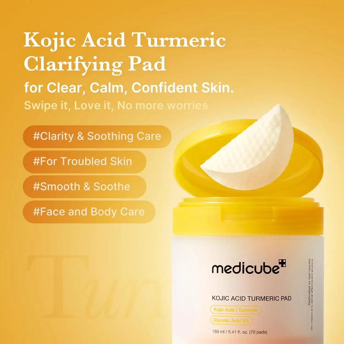 Medicube Kojic Acid Tumeric Toner Pad 70pcs Korean skincare product view 3