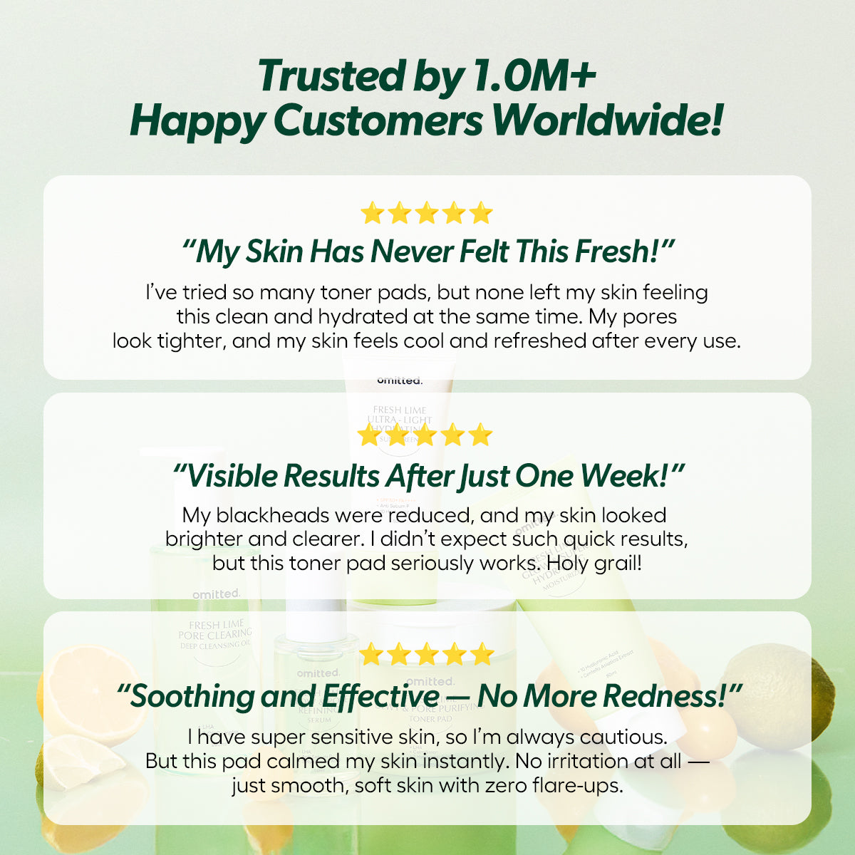 Omitted Fresh Lime Dewy & Pore Purifying Toner Pad 70ea(160ml) | Exfoliating & Hydrating